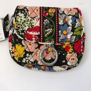 VERA BRADLEY Black Poppy Fields Little Hip Crossbody Bag